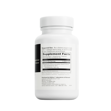 Product Facts on right side of the DaVinci Grapefruit Seed Extract 400 MG bottle