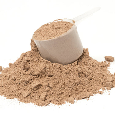 A full plastic scoop in a mound of Cocoa HGH powder